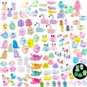 130 Pcs Glow-in-The-Dark Mini Resin Animals 25 Styles Tiny Little Animal Figures Small Animal to Hide Luminous Miniature Animals Figurines Bulk for Fairy Garden Dollhouse Craft Accessories