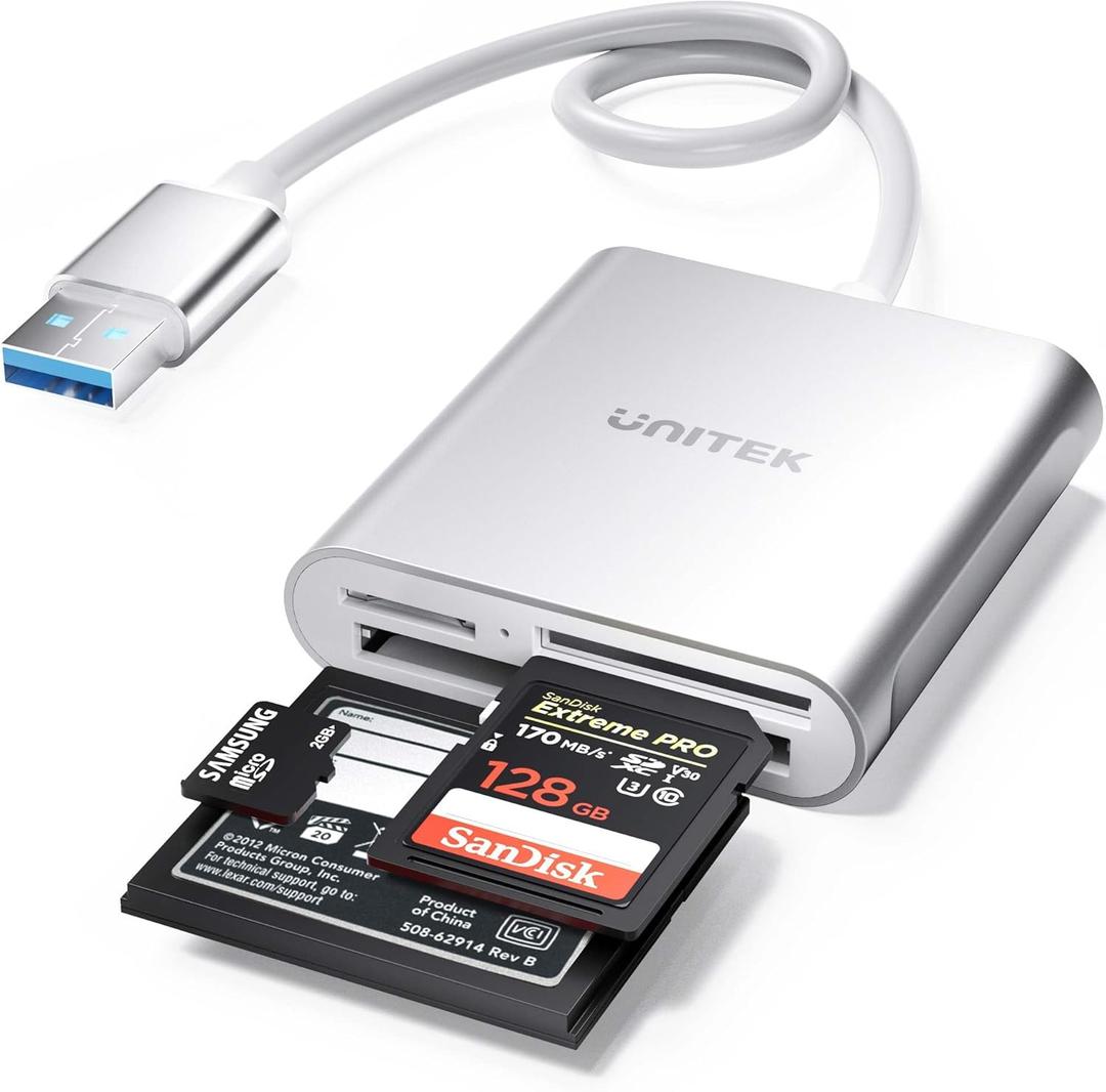 USB SD Card Reader, Unitek USB 3.0 Memory Card Reader Writer Compact Flash Card Adapter for CF/SD/TF Micro SD/Micro SDHC/MD/MMC/SDHC/SDXC UHS-I Card for Windows, Mac  Aluminum [Upgrade Version]