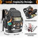Tool Backpack Bag, HVAC Heavy Duty Construction Tools Backpack for Men, 1680D Professional Level Durable Tool Organizer, with Molded Base & Combination Lock, for Electricians & Home Repair-Version 3.0
