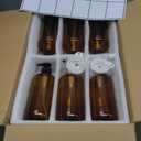 12 Pack Amber Glass Bottles 16oz with Pump Dispensers, Refillable Empty Pump Bottles for Bathroom, Kitchen, Shampoo, Soap, Lotion  Includes 2 Funnels & 12 Labels (Clear)