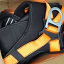 Fall Protection Premium Safety Harness with Shock Absorbing Lanyard, Vented & Padded Shoulder, Legs & Back - Upgrade 4 Quick Buckles (Orange)
