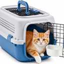 23" Airline Approved Cat Carrier Hard Shell, Dual-Entry Pet Carrier with Top & Front Doors, Detachable Food Bowl & Secure Lock, Breathable Dog Carrier for Cats & Small Dogs Up to 22 lbs - Blue