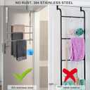 Over The Door Towel Rack, 304 Stainless Steel Towel Racks for Bathroom with 3-Tier Adjustable Pole, 2 Punch-Free Screw Stickers, 22.83 * 17.71-29.52 * 6.14 Inch, Silver