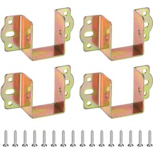 uxcell 4Pcs Bed Rail Fittings, 1.6" (40mm) Heavy Duty Bed Hinge with Screws, Furniture Fixed Beds Hardware Accessories for Connecting to Wood Wooden Beds Headboard, Metallic