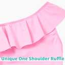 Snowheart Girls Swimsuit Adjustable Shoulder Strap UPF50+ One-Shoulder Ruffle Bathing Suit 3-12T
