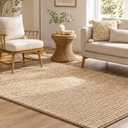 TOTOBERRY Large Jute Wool Loop Area Rugs, Handwoven Natural Fiber Boho Farmhouse Living Room Rug – Natural, 6 x 9 Feet