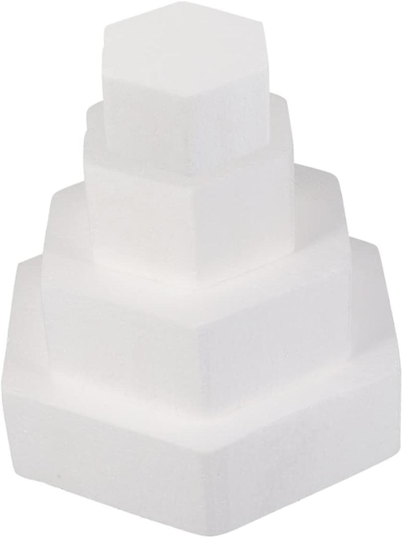 Set of 4 Foam Cake Dummies, Fake Cake Cakes Sets in Varying Sizes, Cake Dummies for Birthday Fake Wedding Cake (4, 6, 8 and 10 in)