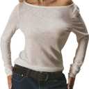 Women's Off The Shoulder Sheer Tops Long Sleeve T Shirts Casual Tee Tops