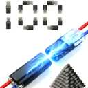 100pcs Double Wire Plug in Connector Quick Connect Lock-Buckle Terminal Snap-On Block for 18-22 AWG Solid Stranded Cables Low Voltage LED Strip Lighting DIY Crafting 2 Pin