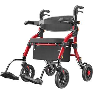 SUCCU Rollator Walkers for Seniors with Seat, 2-in-1 Walker Wheelchair Combo, Foldable Rolling Walker with Seat, Wheelchairs for Adults – 400 lbs Capacity, Adjustable Height
