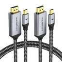 WARRKY 4K 60Hz USB C to HDMI Cable 3.3ft 2Pack [Anti-Interference Gold-Plated Plugs] Aluminum Type-C to HDMI 2.0 Cord, Thunderbolt 3/4/5 Compatible for iPhone 15/16 Series, MacBook, iMac, iPad, Galaxy