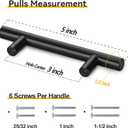 10 Pack 5" Matte Black Cabinet Pulls, Hollow (3" C-C) Stainless Steel Drawer Handles for Kitchen/Bathroom/Cupboard, Easy-Install Dresser Hardware