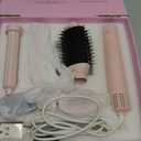 2.0 Dual Voltage Hair Dryer Brush - Travel 5-in-1 Hot Air Hair Styler with Auto Wrap Curlers, Air Straightener Adds Shine, Smooth, Curl & Volume for Salon Blowout, lonic Frizz Control, Pink