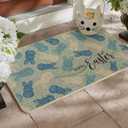 Artoid Mode Blue Rabbit Bunny Happy Easter Doormat, Home Decor Low-Profile Switch Rug Door Mat Floor Mat for Indoor Outdoor 17x29 Inch