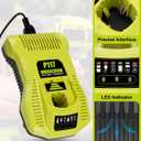 Compatible with Ryobi 18V Battery Charger,P117 Charger Compatible with Ryobi 12V-18V One+ Lithium NiCad NiMh Battery P108 P107 P109
