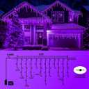 YEGUO 33ft 400 LED Purple Icicle Christmas Lights Outdoor Waterproof, 80 Drops Icicle Light Connectable, 8 Modes Christmas Lights Indoor with Memory Timer