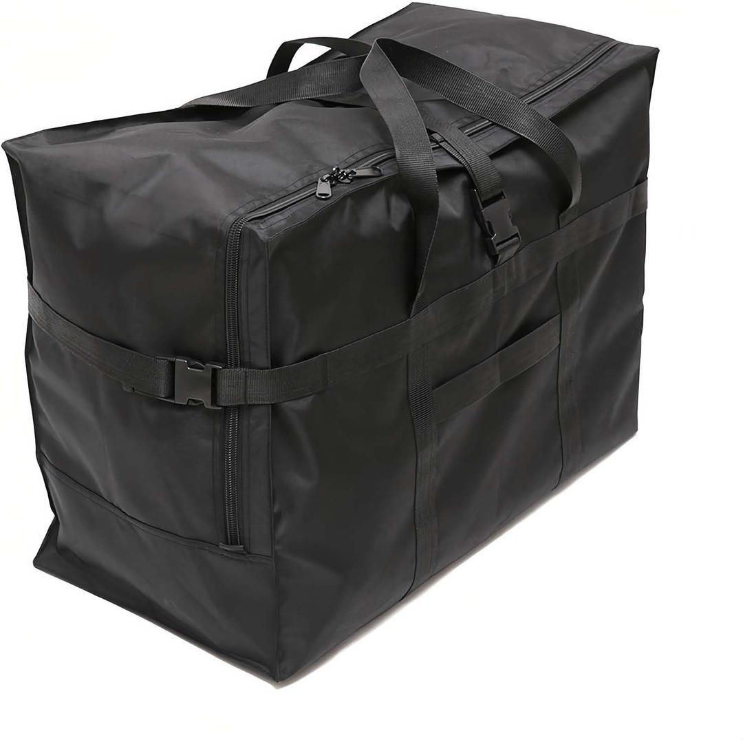 Large Duffel Bag, Waterproof Carry on Weekend Overnight Storage Bag over Luggage for Airline, Travel, Camping, Moving (120L-Black)