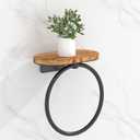 Wood Rustic Towel Ring with Shelf, Farmhouse Towel Rack Holder, Olive-Shaped Tray Hand Towel Rack, Classical Bathroom Accessories