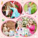 Photect 6 Pcs Easter Tote Bags 13.78 x 13.39 Inch Canvas Bunny Gifts Bags for Spring Happy Easter Party Supplies
