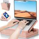 Laptop & Tablet Desk for Lap with Cushion, Computer Lap Desk Laptop Pillow for Couch, Bed, Car, Adjustable Computer Pillow Stand As Carrying Case for up to 15'' PC/Mac, Tablet, iPad, Kindle, Pink