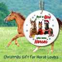 Horse Christmas Ornament, Just A Girl Who Loves Horses Xmas Ornament, Farm Animal Ornament, Xmas Ornament Tree Decoration Gifts for Horse Lovers Farmers, Unique Gift for Her, Horse Riding Lovers