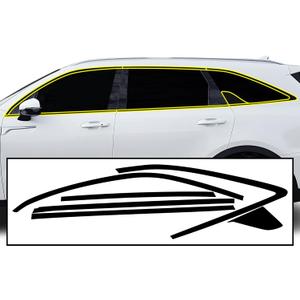 BOGAR TECH DESIGNS Side Window Trim Chrome Delete Overlay Film Compatible with Kia Sorento 2021-2025, Gloss Black