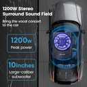 Znclces 2025 Upgraded 10" 1200W Slim Under Seat Powered Car Subwoofer, Car/Truck Sub Built in Amplifier for Outstanding Heat Dissipation, Powerful bass and Blue LED (Blue Light)