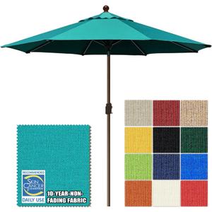 EliteShade USA 10-Year-Non-Fading 10Ft Market Patio Umbrella, UPF 50+ UV Protection Performance Sun Umbrella, Heavy Duty Commercial Grade Outdoor Table Umbrella with Crank & Tilt, Windproof Vented Top for Garden, Pool, Deck and Outdoor Playsets, Teal