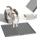 Pieviev Cat Litter Box Mat, 24"x 17" EVA Scratch Resistant Litter Trapping Mat, Easy Clean for Scatter Control, Soft on Kitty Paws, Waterproof & Urine Proof for Indoor Use, Gray