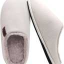 COFACE Mens Cozy Memory Foam Scuff Slippers Casual Slip On Warm House Shoes Indoor/Outdoor Sandal Slippers With Arch Support Rubber Sole Size 7-15 (Beige)