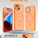 TOCOL for Phone 14 Case, Compatible with Magsafe Charger, Full Camera Protection, Drop Protection, Translucent Matte Phone Case for iPhone 14 6.1 inch (Orange)