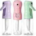 3Pcs Continuous Spray Bottles For Hair,Ultra Fine Mister for Hair Styling, Plants, Cleaning, Salon, Misting & Skin Care (200ML Green+Pink+Purple)