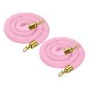 MECCANIXITY Velvet Stanchion Rope 5 Ft/1.5 M, Barrier Rope Velvet Carpet Ropes with Snap Hooks for Posts Stands Queue Divider Crowd Control, Pink Golden Pack of 2