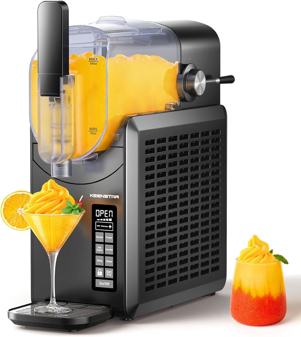 KEENSTAR Slushie Machine, Slushy Machine for Home, Professional Frozen Drink Maker with Self-Cleaning, No Ice Needed, 6 Preset Programs for Margaritas, Frapps, Milk Shake & More