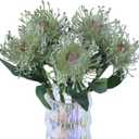 IPOPU 5Pcs Green Artificial Chrysanthemum Flowers with Stems Gift Decorations, 15.7 Inch Faux Spider Chrysanthemum Pincushion Flowers for Wedding Bouquet Home Office Decoration