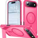 10 x MOZOTER for iPhone Air Case with Kickstand,[Compatible with MagSafe] [12FT Military Grade Protection] Slim Translucent Matte Shockproof Phone Case,6.5",Rosered