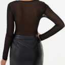 SOFIA'S CHOICE Women's Sheer Mesh Top Long Sleeve See Through Shirts Mock Neck Sexy Fitted T Shirt Black X-Large (XL)