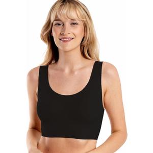 Floatley to The T-Shirt Scoop Neck Bra for Women, Silky Comfort Wirefree Seamless Grip Band Pullover Bra with Removable Pads (Medium, Black)