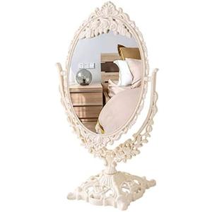 Beavorty Vintage Metal Desktop Dresser Mirror for Makeup, Large Vanity Stand Mirror