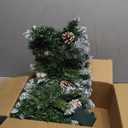 Pre-lit Christmas Garland 9 FT with 100 Warm Lights, Battery Operated Xmas Garland with Cedar Cones and Red Berries, Christmas Decoration for Mantle Fireplace Stair Railing Porch