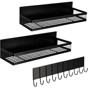 Stbhgfrxr magnetic spice rack for refrigerator, 3-pack magnetic shelf, mobile 10-hook kitchen organizer, magnetic shelves and magnetic shelf for fridge