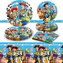 Pack of 52 Toy Inspired Story Birthday Party Supplies, 20 Plates, 20 Napkins and 1 Tablecover for Toy Inspired Story Party Decorations