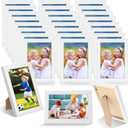 Roowest Set of 24 Picture Frame Bulk with Acrylic Sheet 4 x 6 Inch Wood Photo Frames with Invisible Nail and S Hooks for Wall Table Top Display(White)