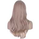 morvally Long Wavy Wig with Bangs for Women Heat Resistant Synthetic Hair Natural Looking for Daily Use (Mix Ash Blonde)