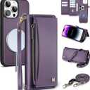 Wallet Case for iPhone 14 Pro Max with Card Holder/Crossbody Wallet/Strap| RFID Blocking | Magnetic | Kickstand | Detachable | PU Leather Phone Case for iPhone 14 Pro Max,6.7 in,Purple