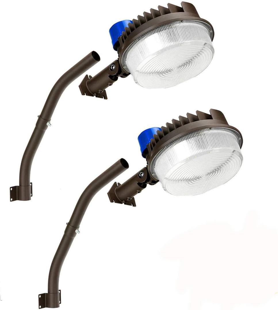 Juyace 18000lm LED Barn Light Dusk to Dawn Outdoor Lighting 120W 5000K Daylight Adjustable Angle Yard with Photocell IP65 Waterproof for Security Area 2 Pack