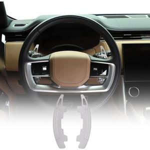 Car Steering Wheel Shift Paddle Extended Shifter Trim Cover For Land Rover Defender 2023-2024 Aluminum Alloy Interior Steering Wheel Gear Shifters Paddle Accessories (Silver)