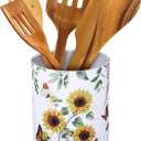 Kitchen Decorations Utensil Holder Acrylic Utensil Crock Spoon Kitchen Organizer for Countertop Coffee Spoon Holder Jar for Cooking Tools(Sunflower)