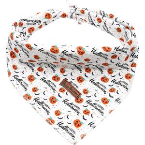 2 x Fall Dog Bandana, 1PC Halloween Bandanas Bib Scarf Pet Kerchief Washable Cotton Square Dog Scarfs for Small Medium Large Dogs (Pumpkin)