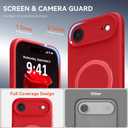 Compatible with iPhone Air Case with Stand, Full Camera Protection Slim Liquid Silicone Phone Cases for iPhone 17 Air Compatible with MagSafe Magnetic Ring Kickstand Case 6.5", Red